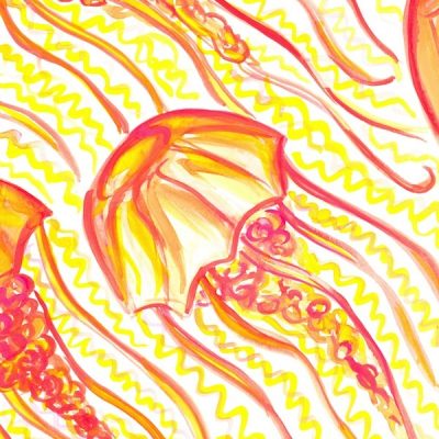 Orange and Yellow Jellyfish Print