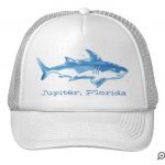 blue shark white hat